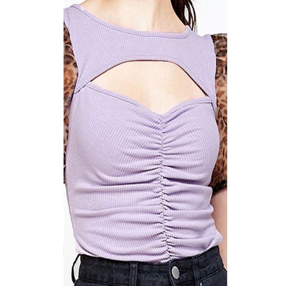 Paris Peek-A-Boo Leopard Puff Sleeve Top - WT1042 - Picture 4 of 6